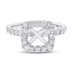1.00ct 14k White Gold Diamond Semi-mount Ring for 6.5x6mm Center Size 7.5