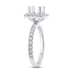 1.00ct 14k White Gold Diamond Semi-mount Ring for 6.5x6mm Center Size 7.5