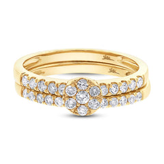 0.48ct 14k Yellow Gold Diamond Wedding Set Cluster