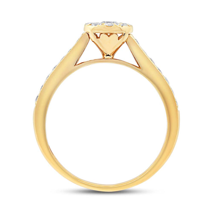 0.75ct 14k Yellow Gold Diamond Wedding Set Cluster