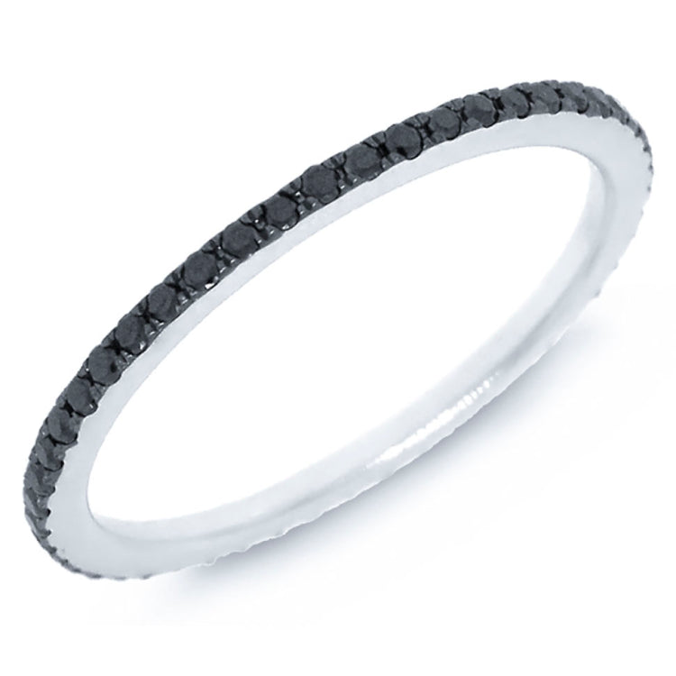 0.30ct 14k White Gold Black Diamond Eternity Band Size 6.25