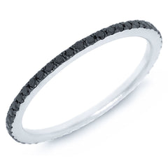 0.30ct 14k White Gold Black Diamond Eternity Band Size 6.25