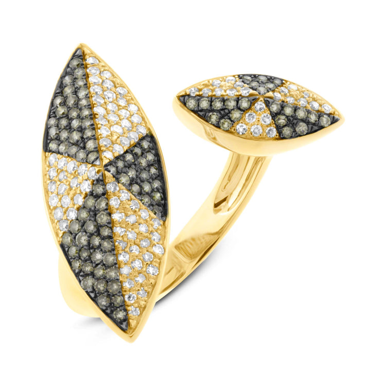 0.88ct 14k Yellow Gold White & Champagne Diamond Lady's Ring