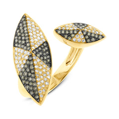 0.88ct 14k Yellow Gold White & Champagne Diamond Lady's Ring