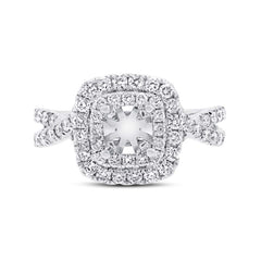 0.94ct 14k White Gold Diamond Semi-mount Ring for 5x5mm Center