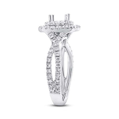 0.94ct 14k White Gold Diamond Semi-mount Ring for 5x5mm Center