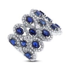 0.92ct Diamond & 3.61ct Blue Sapphire 14k White Gold Ring