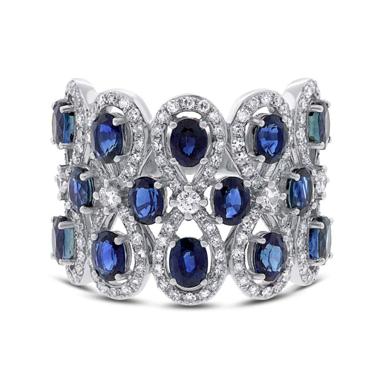 0.92ct Diamond & 3.61ct Blue Sapphire 14k White Gold Ring