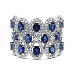 0.92ct Diamond & 3.61ct Blue Sapphire 14k White Gold Ring