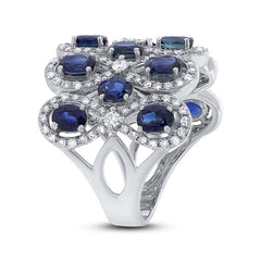 0.92ct Diamond & 3.61ct Blue Sapphire 14k White Gold Ring