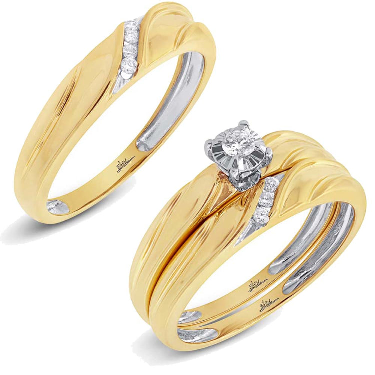 0.19ct 14k Yellow Gold Diamond Trio Set