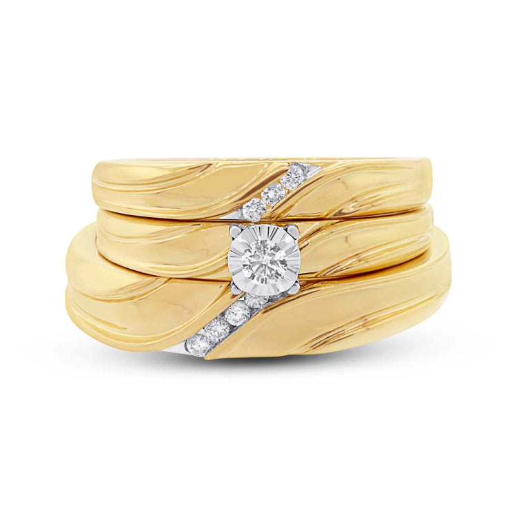 0.19ct 14k Yellow Gold Diamond Trio Set