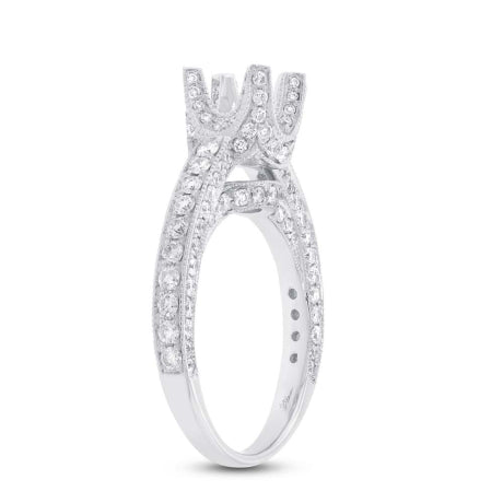 1.40ct 18k White Gold Diamond Semi-mount Ring Size 7.5