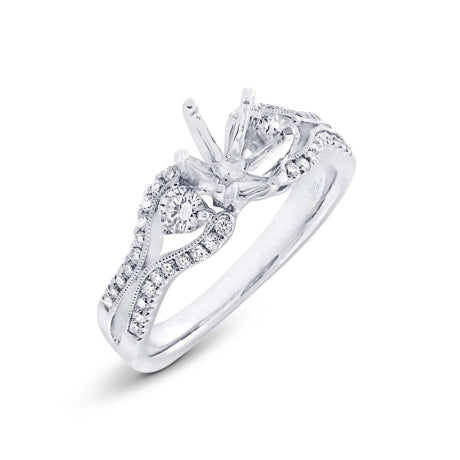 0.49ct 18k White Gold Diamond Semi-mount Ring Size 5.5