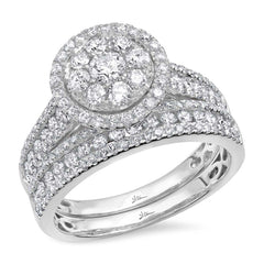 1.46ct 14k White Gold Diamond Wedding Set Cluster