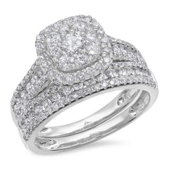 1.45ct 14k White Gold Diamond Wedding Set Cluster