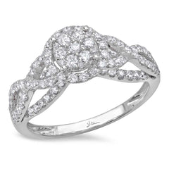 0.76ct 14k White Gold Diamond Cluster Ring
