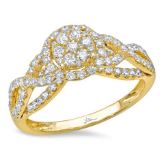 1.11ct 14k Yellow Gold Diamond Cluster Ring