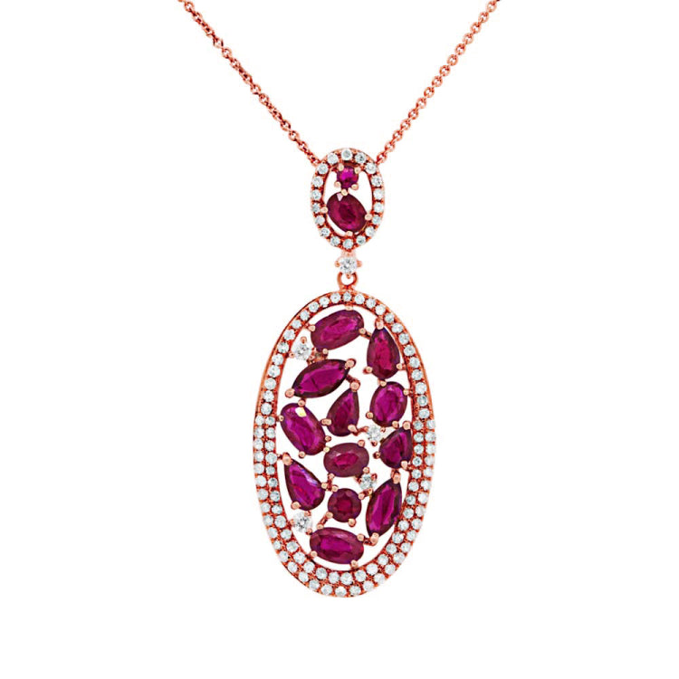 0.60ct Diamond & 2.88ct Ruby 14k Rose Gold Pendant