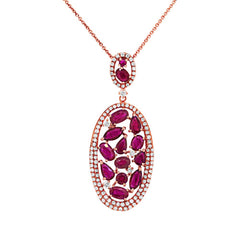 0.60ct Diamond & 2.88ct Ruby 14k Rose Gold Pendant