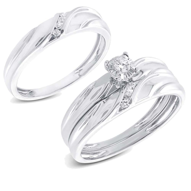 0.19ct 14k White Gold Diamond Trio Set