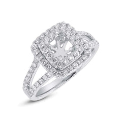 0.69ct 14k White Gold Diamond Semi-mount Ring for 4x4mm Center