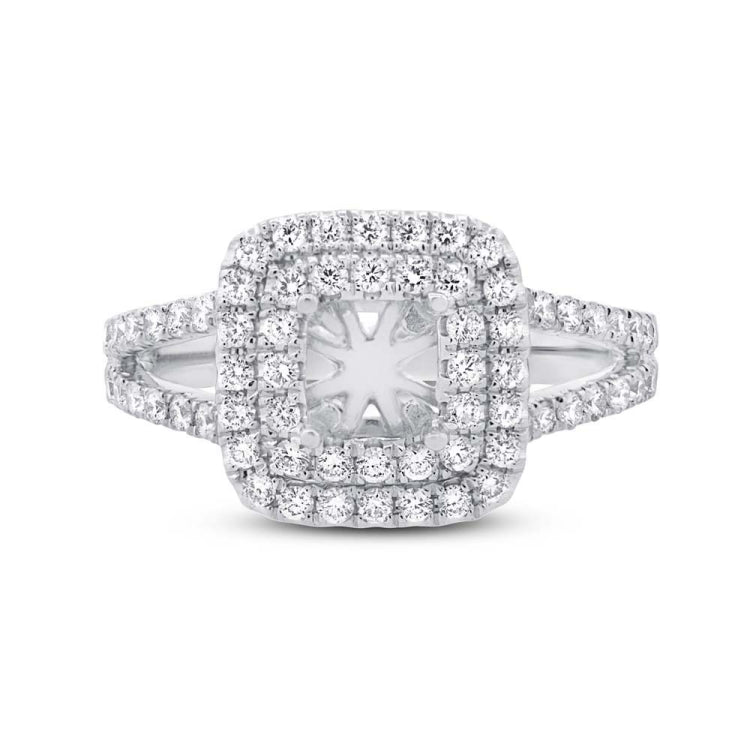 0.69ct 14k White Gold Diamond Semi-mount Ring for 4x4mm Center