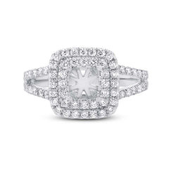 0.69ct 14k White Gold Diamond Semi-mount Ring for 4x4mm Center