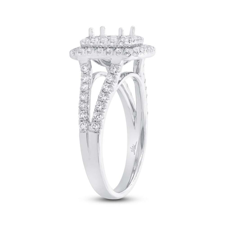 0.69ct 14k White Gold Diamond Semi-mount Ring for 4x4mm Center