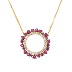 0.17ct Diamond & 0.78ct Ruby 14k Yellow Gold Necklace