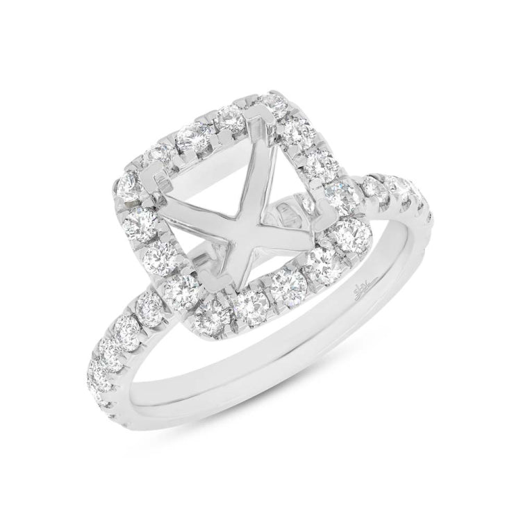 1.00ct 14k White Gold Diamond Semi-mount Ring for 6.5x6mm Center
