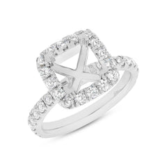 1.00ct 14k White Gold Diamond Semi-mount Ring for 6.5x6mm Center