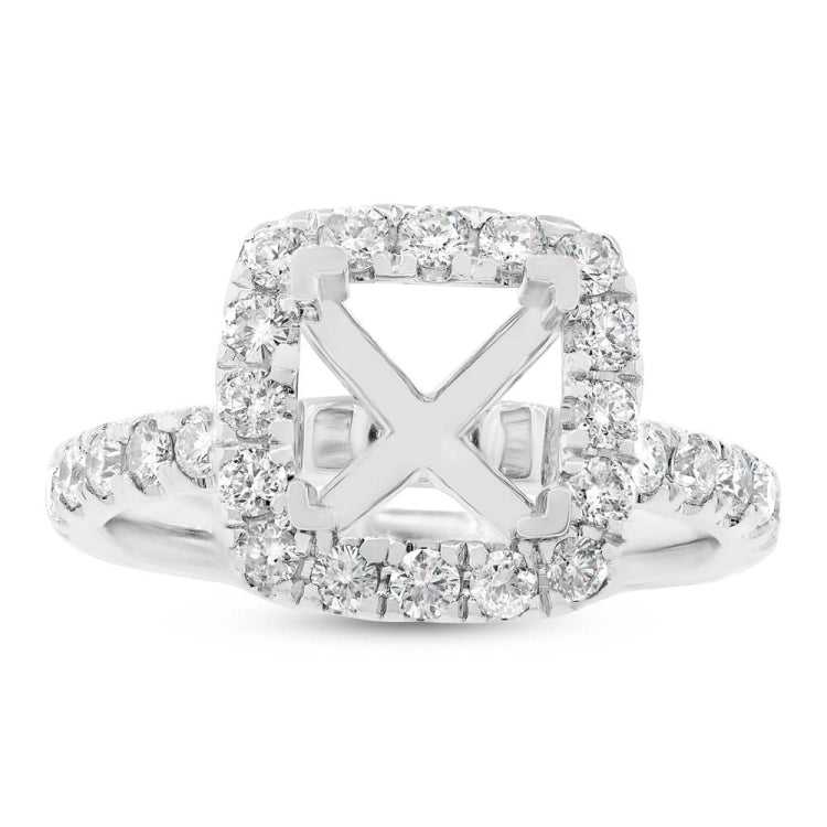 1.00ct 14k White Gold Diamond Semi-mount Ring for 6.5x6mm Center