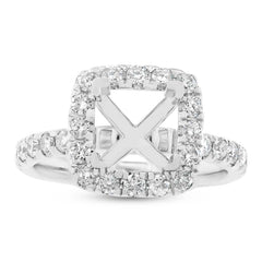 1.00ct 14k White Gold Diamond Semi-mount Ring for 6.5x6mm Center