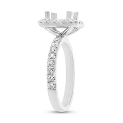 1.00ct 14k White Gold Diamond Semi-mount Ring for 6.5x6mm Center