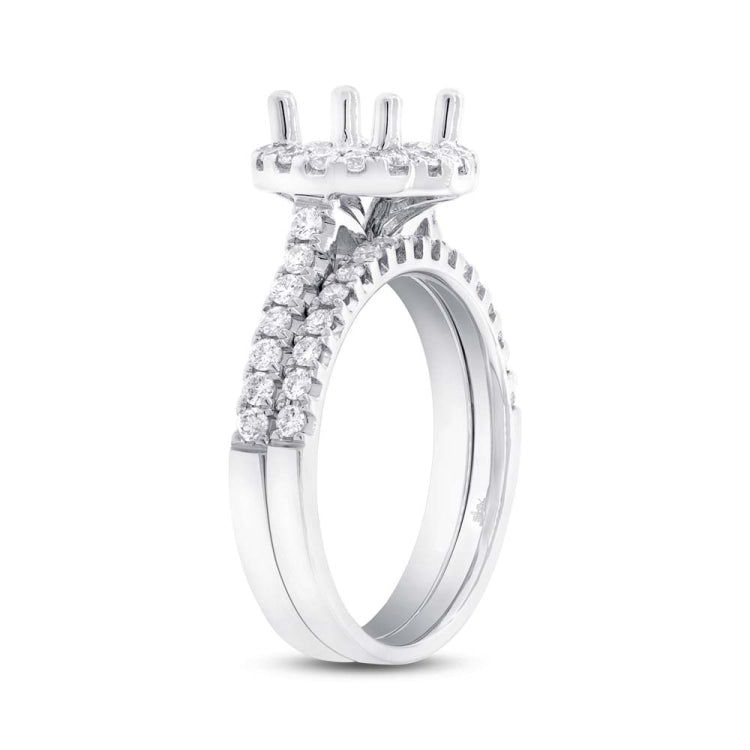 0.64ct 14k White Gold Diamond Semi-mount Ring 2-pc