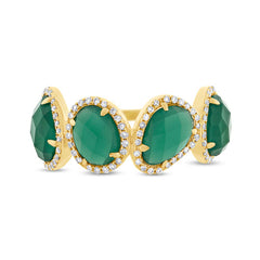 0.27ct Diamond & 3.80ct Green Agate 14k Yellow Gold Ring Size 6