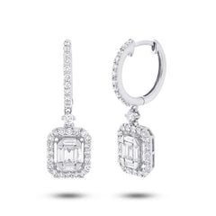 0.98ct 18k White Gold Diamond Baguette Earring