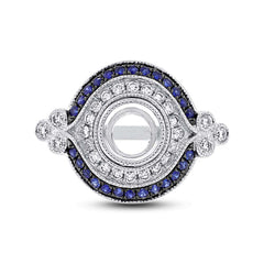 0.36ct Diamond & 0.24ct Blue Sapphire 14k White Gold Semi-mount Ring