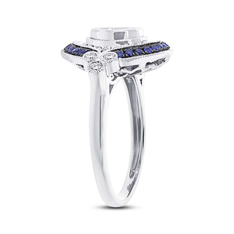 0.36ct Diamond & 0.24ct Blue Sapphire 14k White Gold Semi-mount Ring