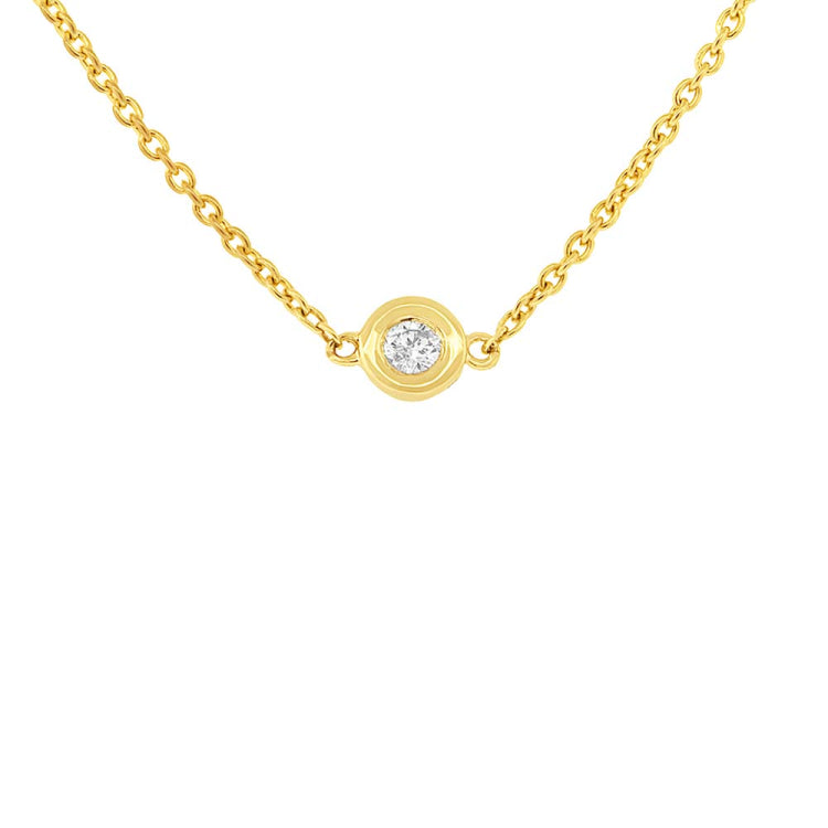 0.05ct 14k Yellow Gold 16" Diamond Bezel Pendant