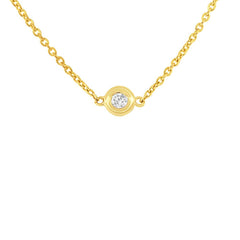 0.05ct 14k Yellow Gold 16" Diamond Bezel Pendant