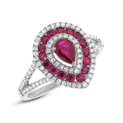 0.37ct Diamond & 0.98ct Ruby 14k White Gold Ring