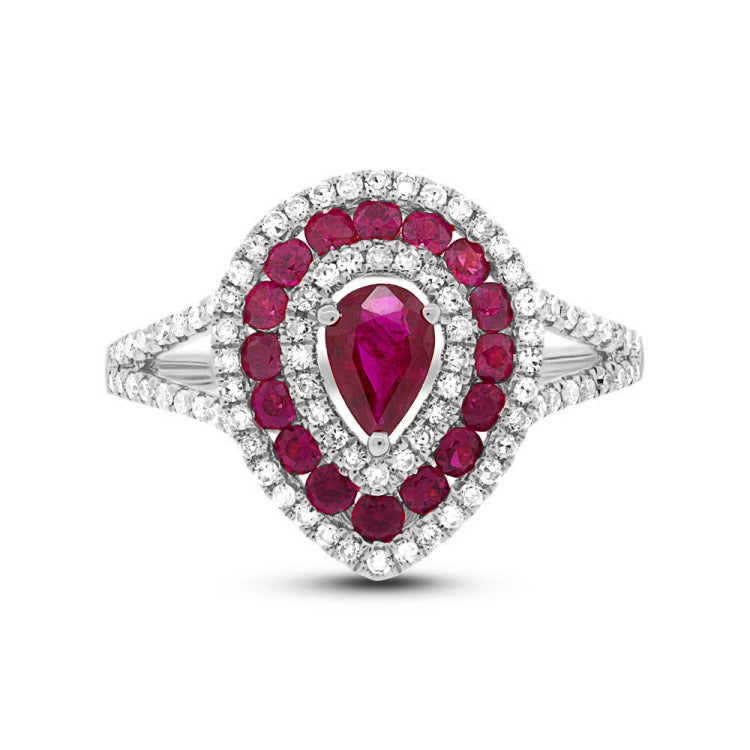 0.37ct Diamond & 0.98ct Ruby 14k White Gold Ring