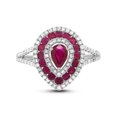 0.37ct Diamond & 0.98ct Ruby 14k White Gold Ring