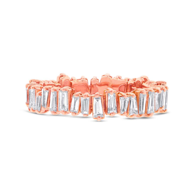 0.67ct 14k Rose Gold Diamond Baguette Lady's Band Size 6