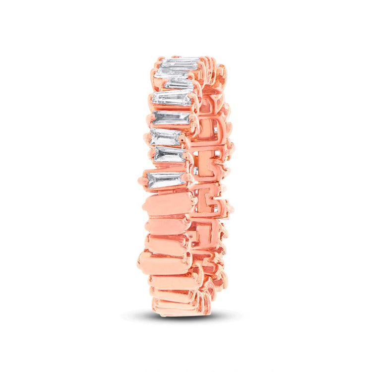 0.67ct 14k Rose Gold Diamond Baguette Lady's Band Size 6