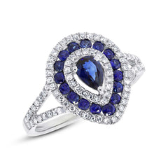 0.37ct Diamond & 0.93ct Blue Sapphire 14k White Gold Ring