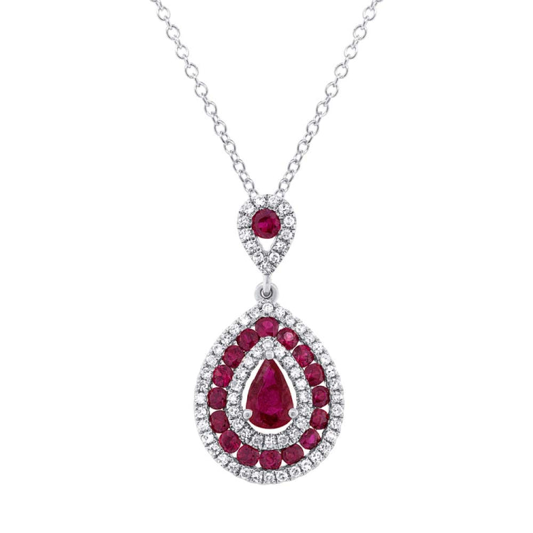 0.27ct Diamond & 1.03ct Ruby 14k White Gold Pendant