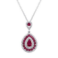 0.27ct Diamond & 1.03ct Ruby 14k White Gold Pendant